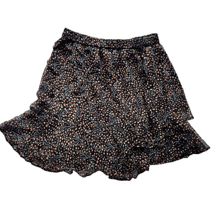 Esqualo FLOWING SHORT FRILLY SKIRT WITH MOTIF -SIZE small black brown white